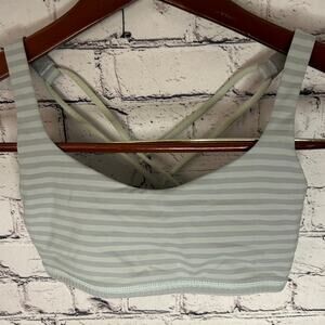 Lululemon Stripped Sports Bra Grey Green size Small